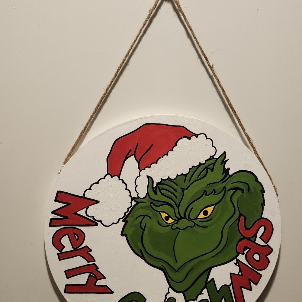 Christmas Wall Hanging with Green Grinch Design